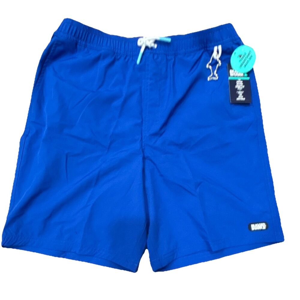 Rugged Shark Boy's Blue Solid Swim Shorts Bottoms UPF 50+ Size XXL 18